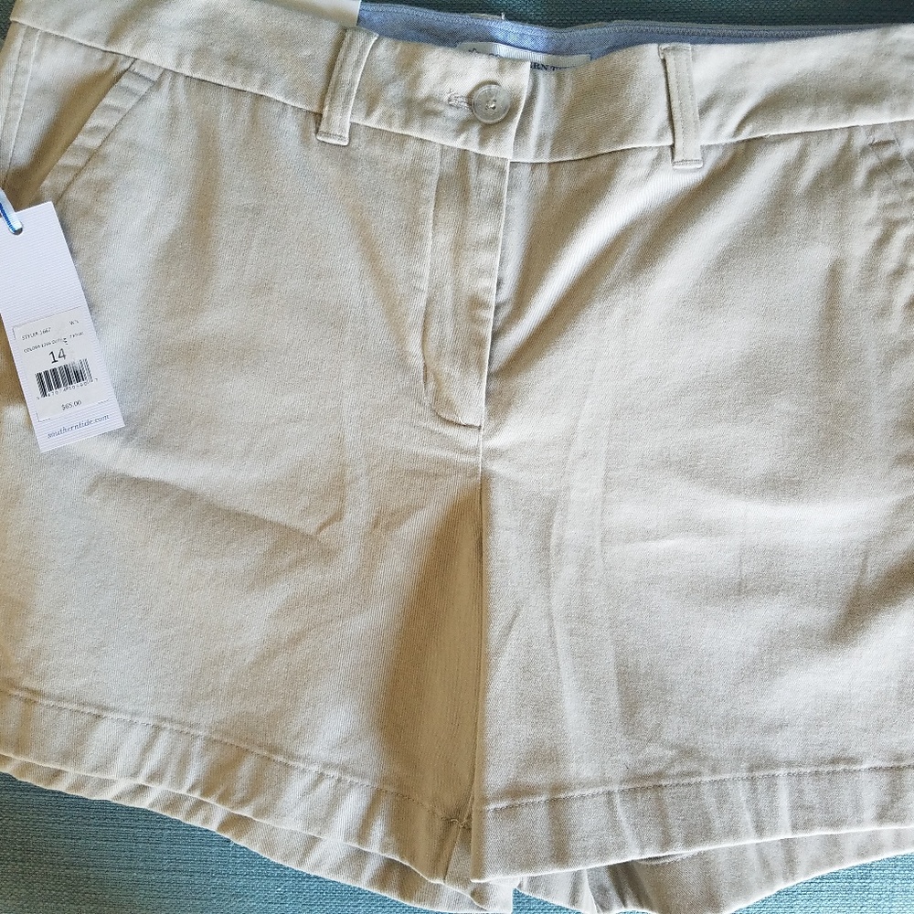 Southern Tide Driftwood Khaki Cotton Shorts 14